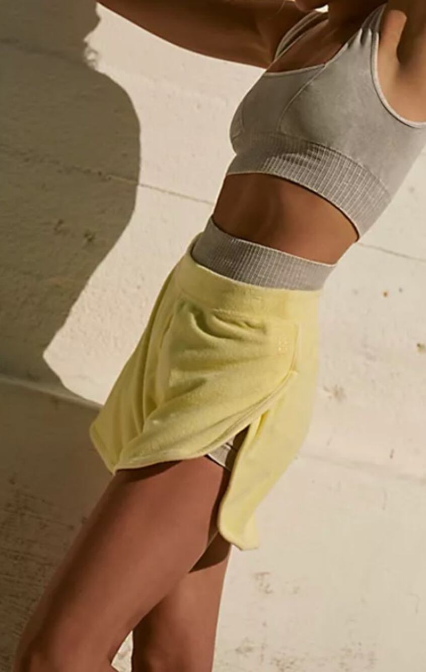 NWT Free People Yellow Terry cloth Catching Rays Shorts Pull On LARGE